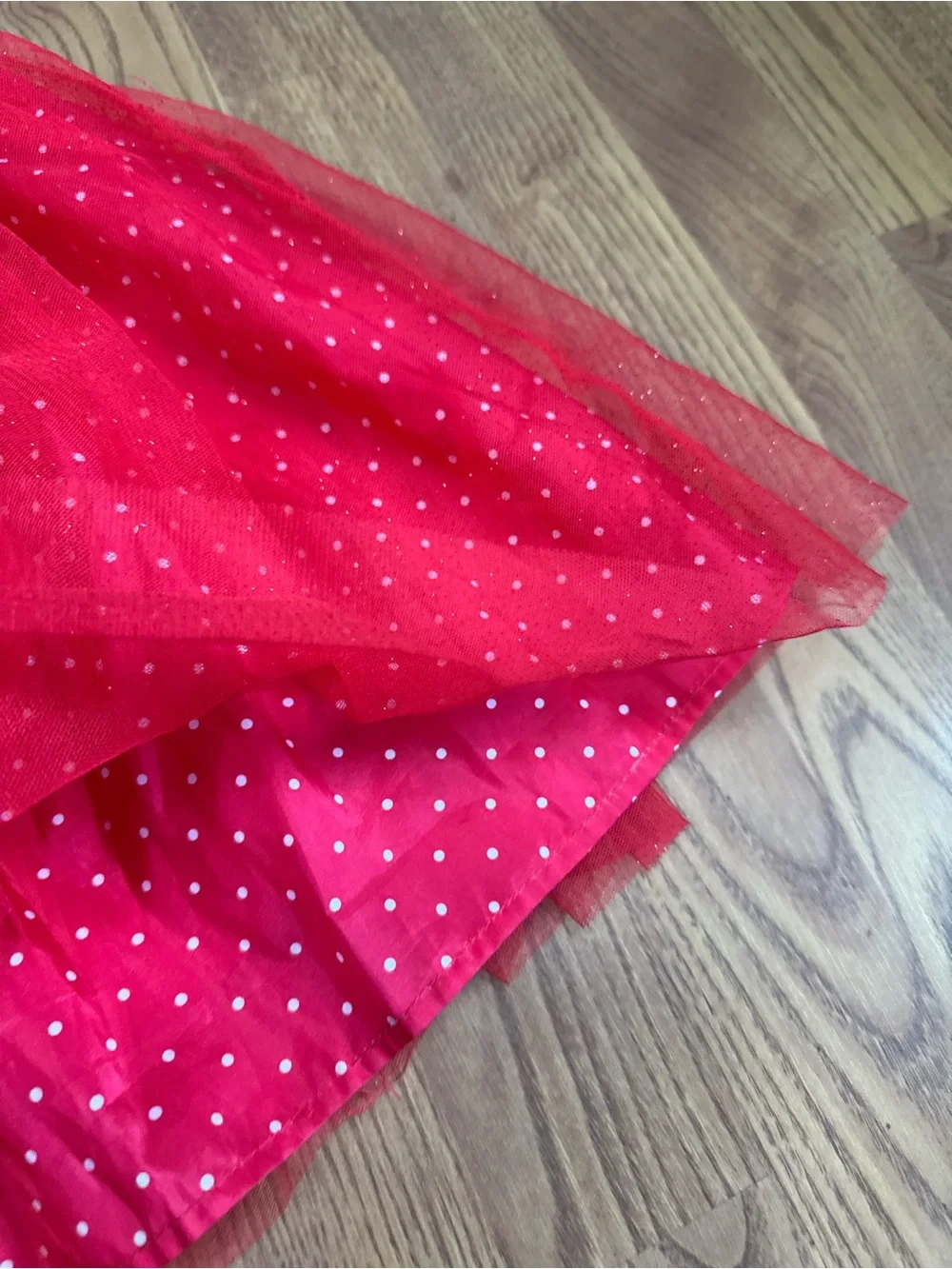 ❤️ Disney Minnie Girls XL 14 Red Glitter Tulle Skirt with Silver Waistband (B15)